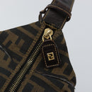 FENDI Zucca Canvas Hand Bag Brown Black gold Auth 143970-18