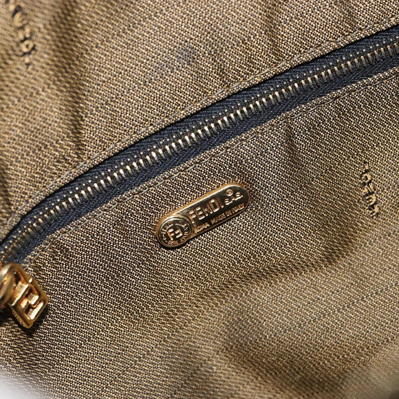 FENDI Zucca Canvas Hand Bag Brown Black gold Auth 143970