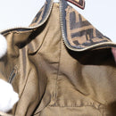 FENDI Zucca Canvas Hand Bag Brown Black gold Auth 143970-20