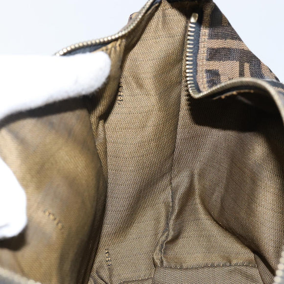 FENDI Zucca Canvas Hand Bag Brown Black gold Auth 143970