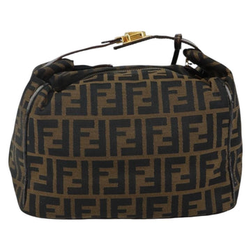 FENDI Zucca Canvas Hand Bag Brown Black gold Auth 143970 - 0