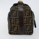 FENDI Zucca Canvas Hand Bag Brown Black gold Auth 143970-3