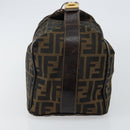 FENDI Zucca Canvas Hand Bag Brown Black gold Auth 143970-4