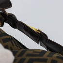 FENDI Zucca Canvas Hand Bag Brown Black gold Auth 143970-6