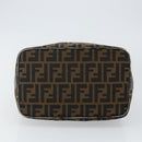 FENDI Zucca Canvas Hand Bag Brown Black gold Auth 143970-7
