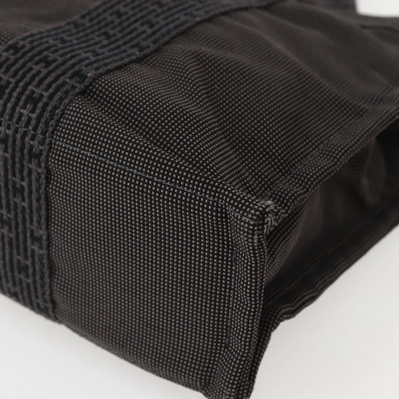 HERMES Her Line PM Hand Bag Canvas Gray Silver Auth 143972