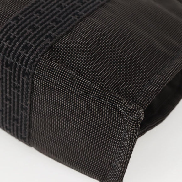 HERMES Her Line PM Hand Bag Canvas Gray Silver Auth 143972