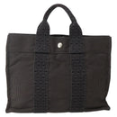 HERMES Her Line PM Hand Bag Canvas Gray Silver Auth 143972-2