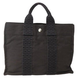 HERMES Her Line PM Hand Bag Canvas Gray Silver Auth 143972 - 0