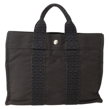 HERMES Her Line PM Hand Bag Canvas Gray Silver Auth 143972 - 0