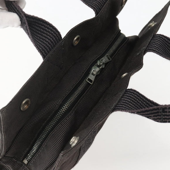 HERMES Her Line PM Hand Bag Canvas Gray Silver Auth 143972