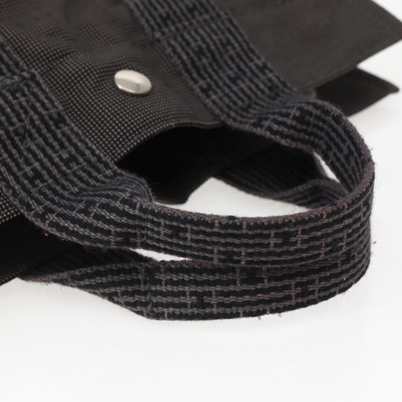 HERMES Her Line PM Hand Bag Canvas Gray Silver Auth 143972