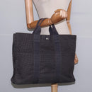 HERMES Her LineMM Hand Bag Canvas Gray Silver Auth 143973-18