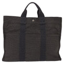 HERMES Her LineMM Hand Bag Canvas Gray Silver Auth 143973-2