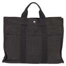 HERMES Her LineMM Hand Bag Canvas Gray Silver Auth 143973-3