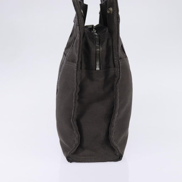 HERMES Her LineMM Hand Bag Canvas Gray Silver Auth 143973