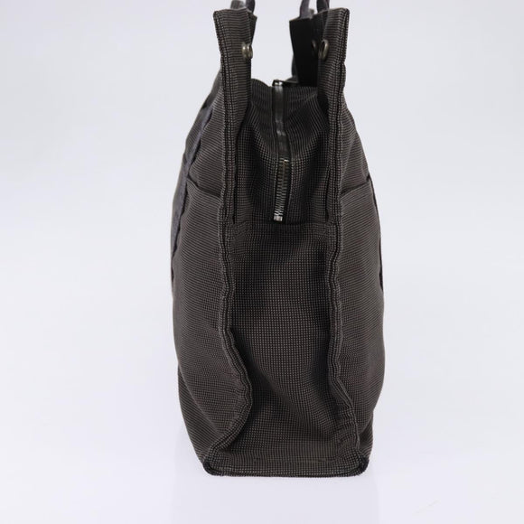 HERMES Her LineMM Hand Bag Canvas Gray Silver Auth 143973