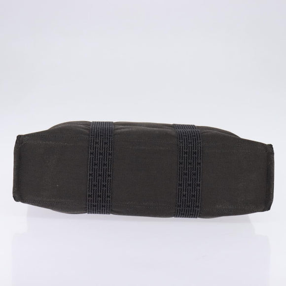 HERMES Her LineMM Hand Bag Canvas Gray Silver Auth 143973