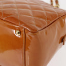 CHANEL Matelasse Chain Shoulder Bag Patent leather Beige Gold CC Auth 143975-16