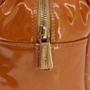 CHANEL Matelasse Chain Shoulder Bag Patent leather Beige Gold CC Auth 143975-17