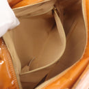 CHANEL Matelasse Chain Shoulder Bag Patent leather Beige Gold CC Auth 143975-21