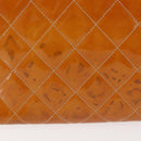 CHANEL Matelasse Chain Shoulder Bag Patent leather Beige Gold CC Auth 143975-3