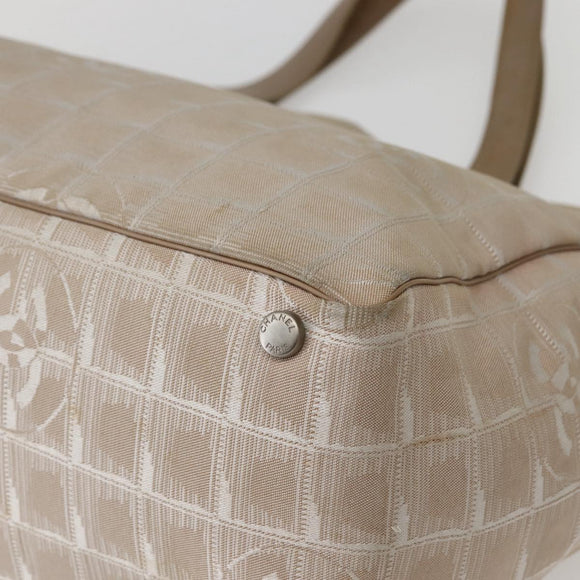 CHANEL New Travel Line Tote Bag Nylon Beige Gold CC Auth 143977