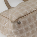 CHANEL New Travel Line Tote Bag Nylon Beige Gold CC Auth 143977-11