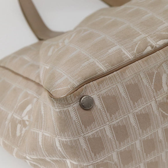 CHANEL New Travel Line Tote Bag Nylon Beige Gold CC Auth 143977