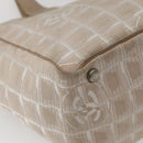 CHANEL New Travel Line Tote Bag Nylon Beige Gold CC Auth 143977-13