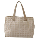 CHANEL New Travel Line Tote Bag Nylon Beige Gold CC Auth 143977-2