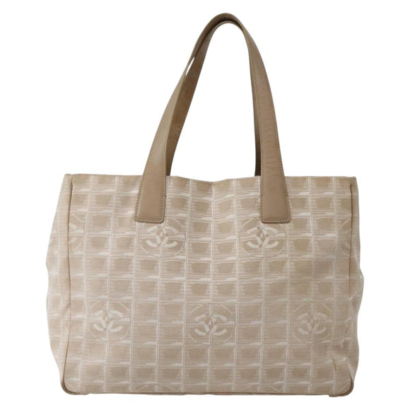 CHANEL New Travel Line Tote Bag Nylon Beige Gold CC Auth 143977
