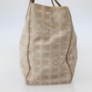 CHANEL New Travel Line Tote Bag Beige Gold CC Auth 143977-3
