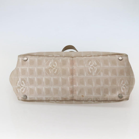 CHANEL New Travel Line Tote Bag Nylon Beige Gold CC Auth 143977