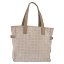 CHANEL New Travel line Tote Bag Nylon Beige Gold CC Auth 143978-1