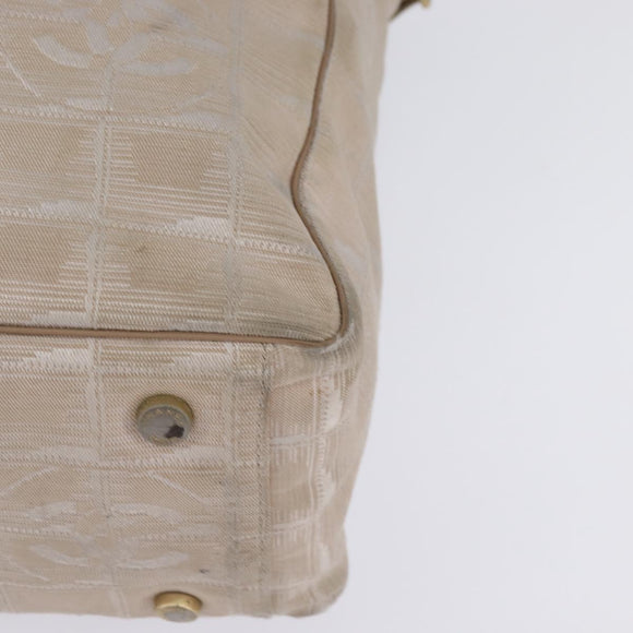 CHANEL New Travel line Tote Bag Nylon Beige Gold CC Auth 143978