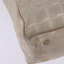 CHANEL New Travel line Tote Bag Nylon Beige Gold CC Auth 143978-16