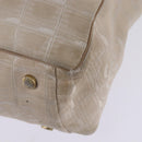 CHANEL New Travel line Tote Bag Nylon Beige Gold CC Auth 143978-9