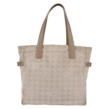 CHANEL New Travel line Tote Bag Nylon Beige Gold CC Auth 143978 - 0