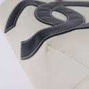 CHANEL Choco Bar Chain Tote Bag No5 Canvas White Silver CC Auth 143980-9