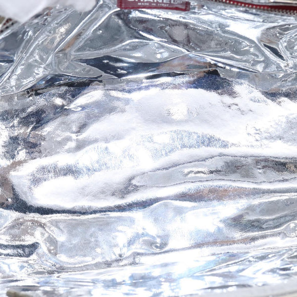 CHANEL Choco Bar Chain Tote Bag No5 Canvas White Silver CC Auth 143980