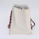 CHANEL Choco Bar Chain Tote Bag No5 Canvas White Silver CC Auth 143980-4