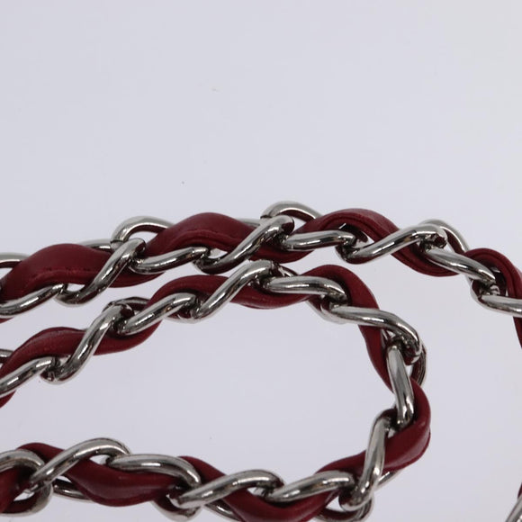 CHANEL Choco Bar Chain Tote Bag No5 Canvas White Silver CC Auth 143980