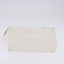 CHANEL Choco Bar Chain Tote Bag No5 Canvas White Silver CC Auth 143980-5
