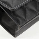 CHANEL Matelasse Camellia Chain Shoulder Bag Satin Gray Gold CC Auth 143981V-15