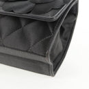 CHANEL Matelasse Camellia Chain Shoulder Bag Satin Gray Gold CC Auth 143981V-16