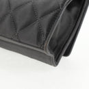 CHANEL Matelasse Camellia Chain Shoulder Bag Satin Gray Gold CC Auth 143981V-18