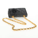 CHANEL Matelasse Camellia Chain Shoulder Bag Satin Gray Gold CC Auth 143981V-7