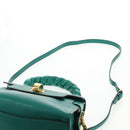 Miu Miu Matelasse Hand Bag Leather 2way Green Gold Auth 143983M-17