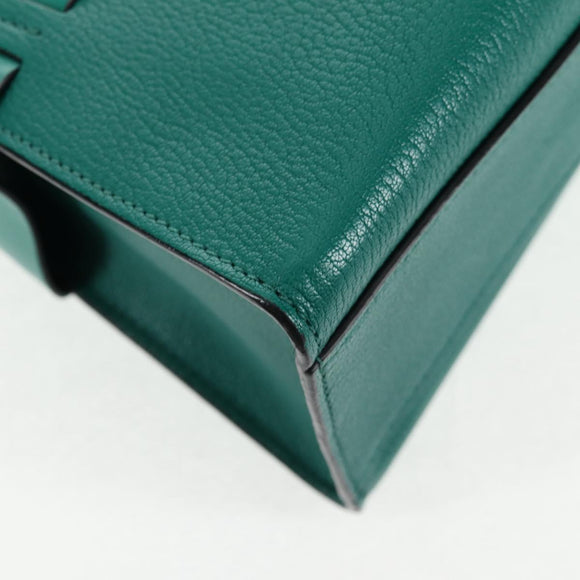 Miu Miu Matelasse Hand Bag Leather 2way Green Gold Auth 143983M